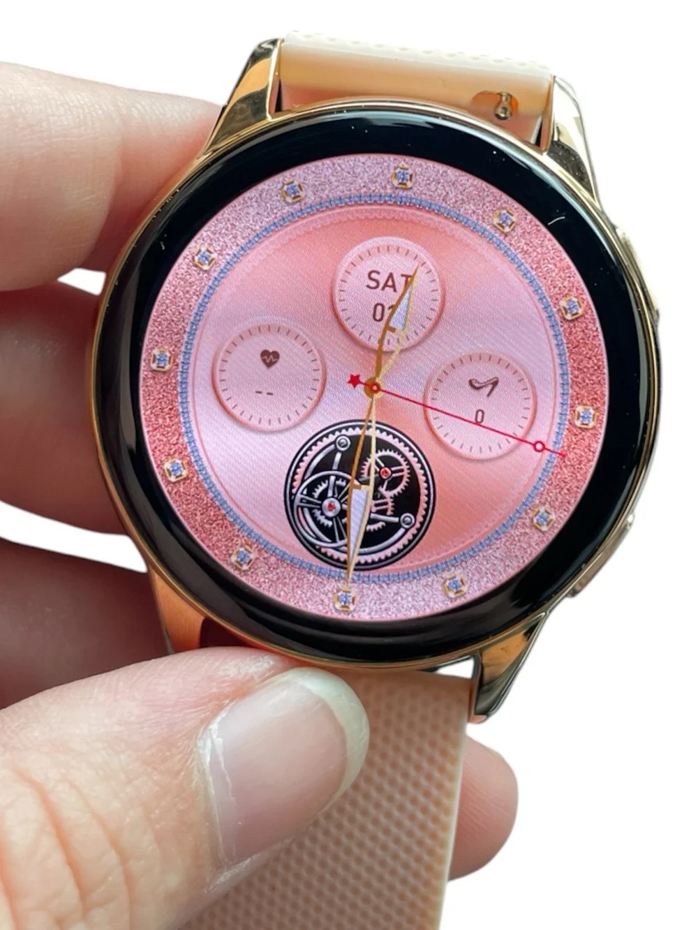 Bronzallure Milano Pink Smartwatch Gold Round Case Heart Rate Sleep Tracker NWOB